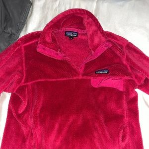 Womens Red fuzzy patagonia vest